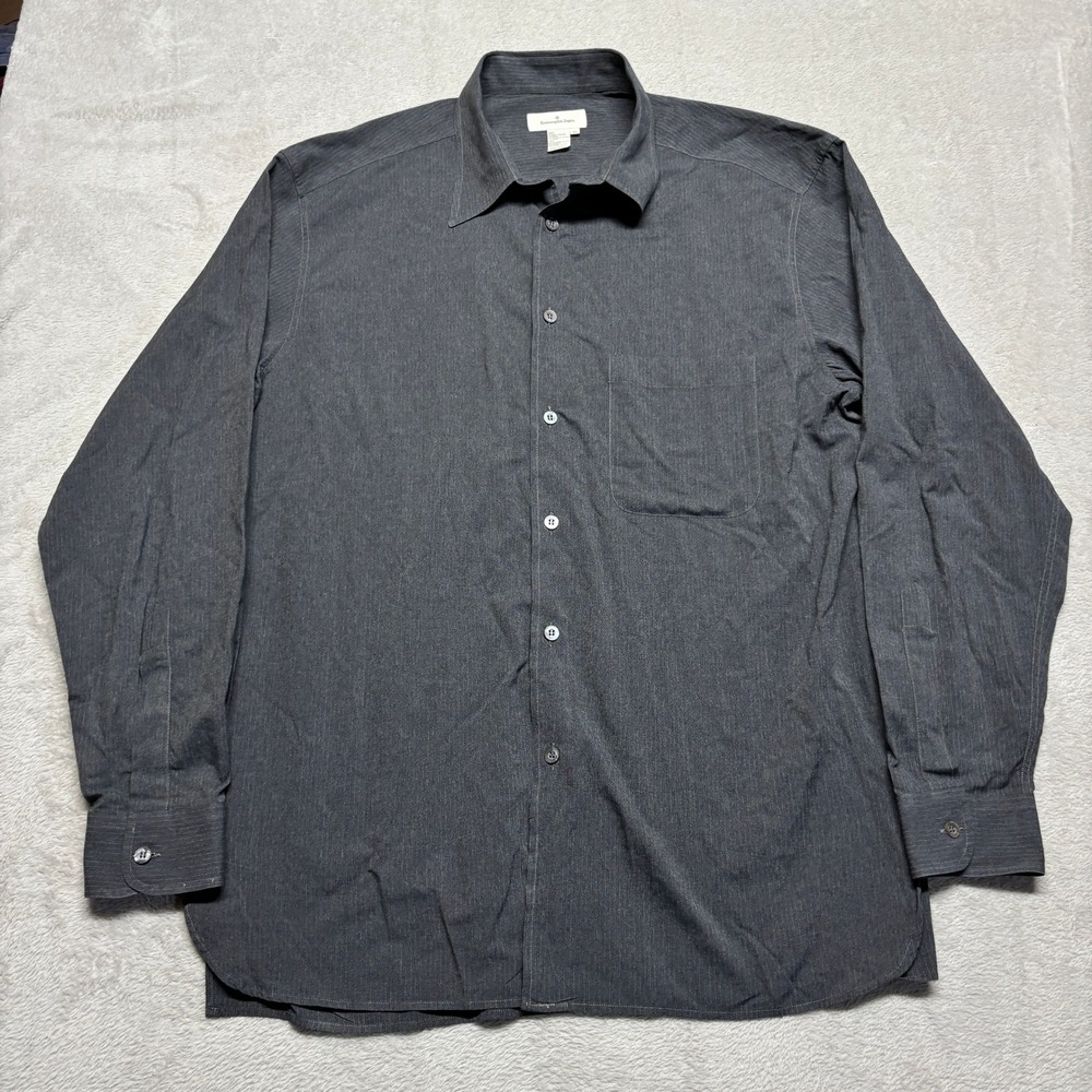 Ermenegildo Zegna Shirt Mens XL Grey Button-down Long Sleeve Made in Italy